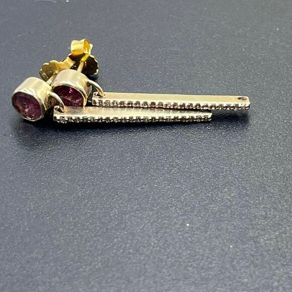 SHANA GULATI TIID Pink tourmaline, Pave champagne diamonds Vermeil 18k Earrings - Picture 10 of 10